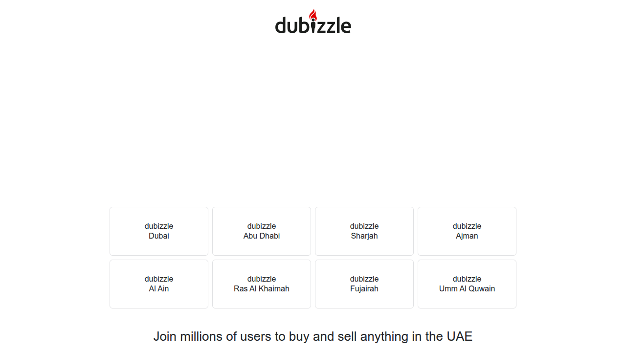 The homepage of Dubizzle, a popular platform for flat and room rentals in Abu Dhabi.