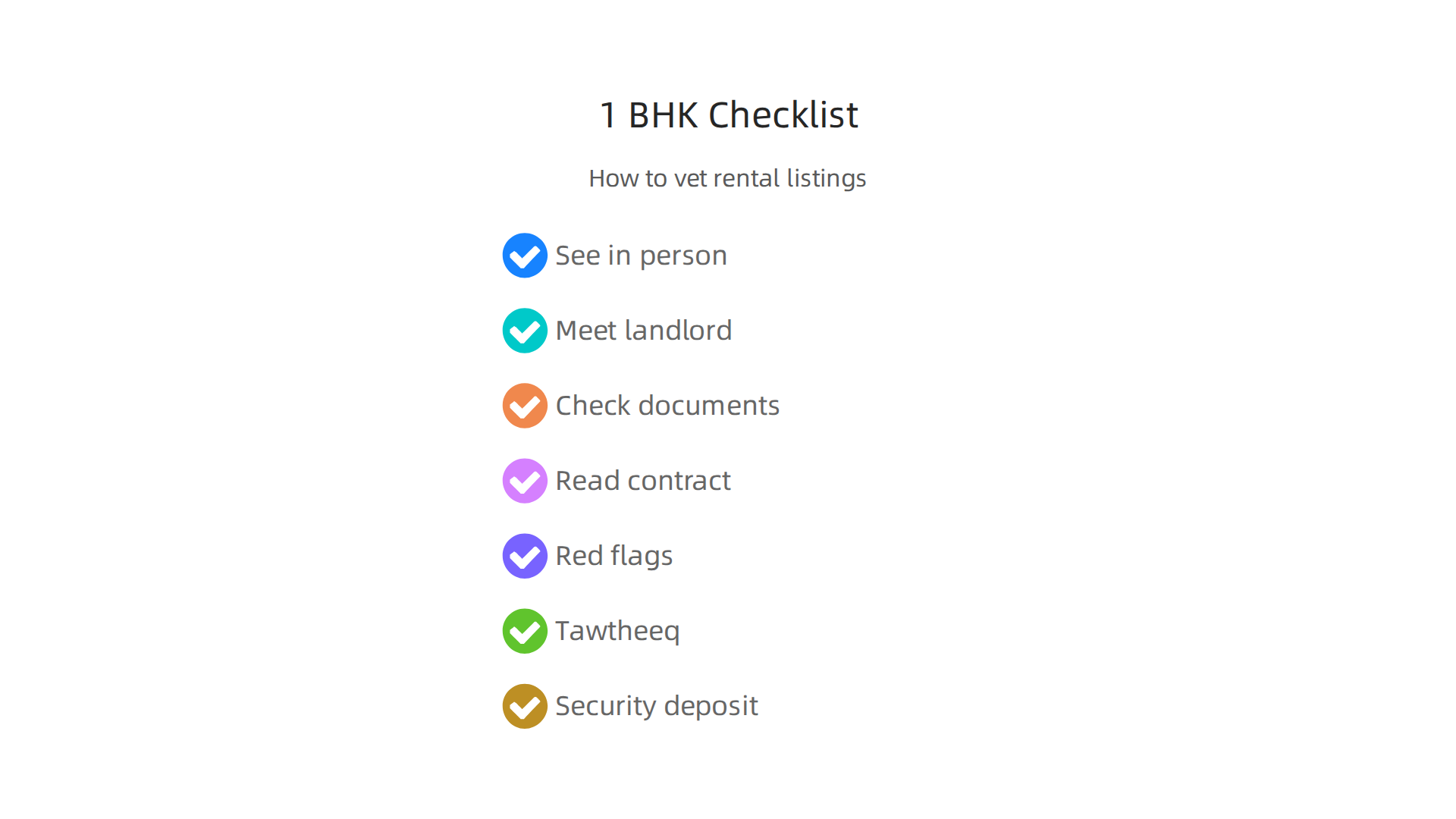 A simple checklist to ensure you're vetting 1 BHK rental listings in Abu Dhabi thoroughly and avoiding potential issues.