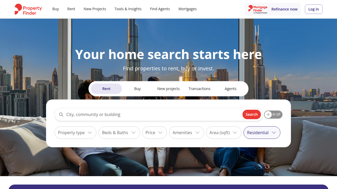 Navigate apartment listings in Abu Dhabi on Property Finder, a leading online platform.